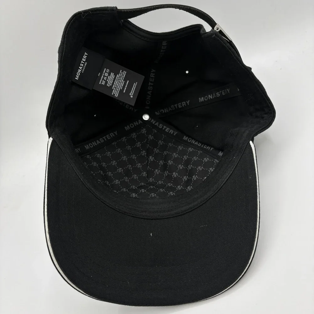 Monastery Couture Hat Logo Strap Back One Size Black Adjustable Baseball Cap Men